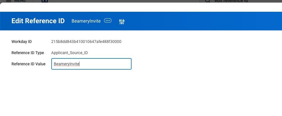 Modificación del ID de referencia con el nombre de la fuente en Workday