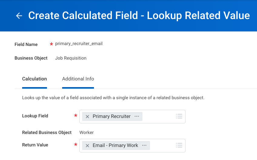 Capture d’écran Workday : Vous pouvez laisser la section « Additional Info » inchangée