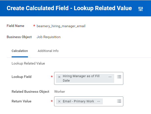 Capture d’écran Workday : Vous pouvez laisser la section « Additional Info » inchangée