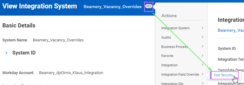 Capture d’écran Workday : Accédez ensuite à Integration Field Override > Test SecuritySur la page suivante, dans « System User », saisissez l’ISU qui sera utilisé par l’intégration, puis cliquez…