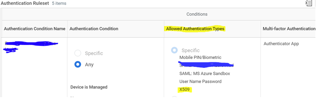 Política de autenticación de Workday en «Manage Authentication Policies» con X509 seleccionado entre los tipos permitidos