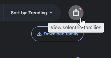 Icono View selected families en Google Fonts