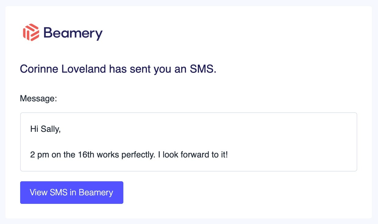 E-mail de notification de réponse à un SMS