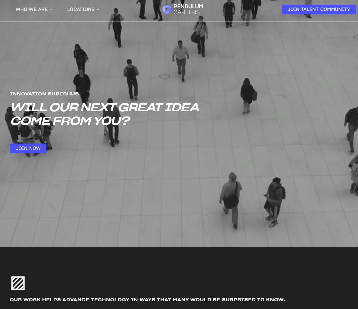Page d’accueil d’un exemple de Careers Site personnalisé aux couleurs de l’entreprise