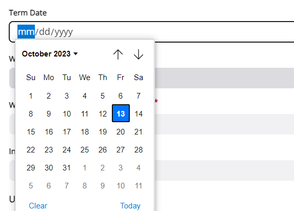 Exemple de question personnalisée de date avec le sélecteur de date