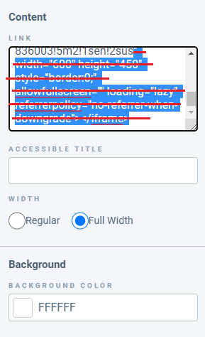 Options de largeur du bloc de carte avec « Full Width » sélectionné