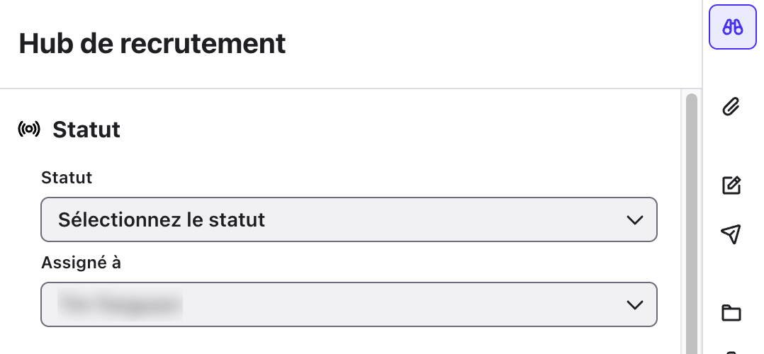 Section Statut du Hub de recrutement