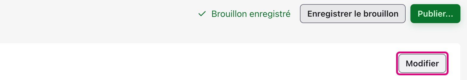 Bouton Modifier du message mis en évidence