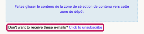 Lien de désabonnement en bas d’un e-mail dans le Constructeur Visuel