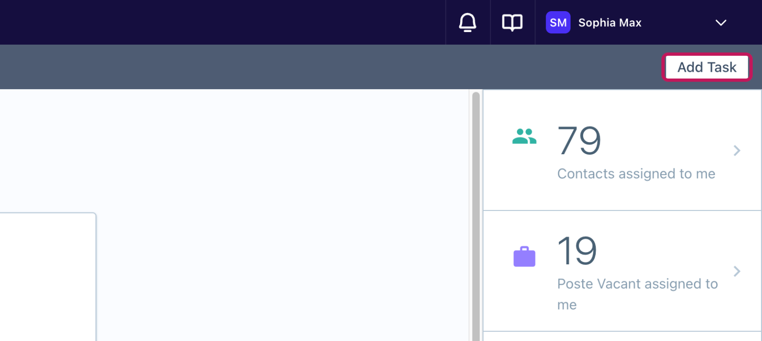 Page des tâches avec le bouton Add Task mis en évidence