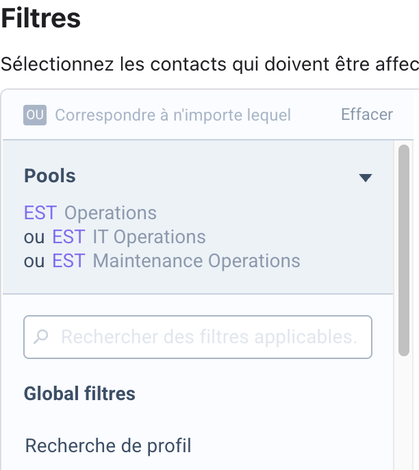 Filtre Pools réduit : est Operations ou est IT Operations ou est Maintenance Operations