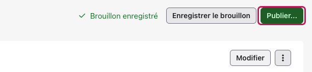 En-tête de la campagne avec le bouton Publier... encadré