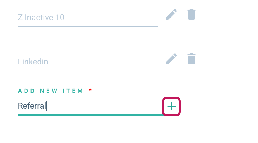Nouvelle source saisie dans le champ « Add New Item », avec l’icône + encadrée