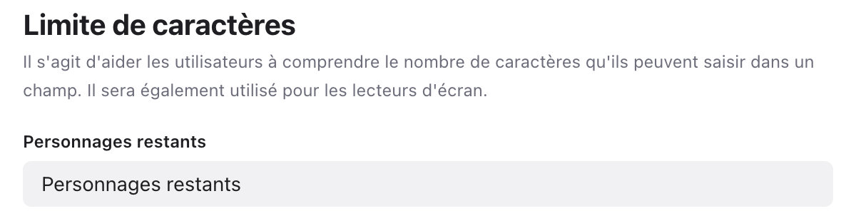 Section Limite de caractères