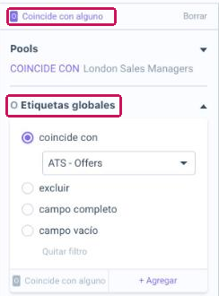 Filtros Pools y Etiquetas globales combinados con la lógica O