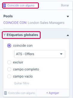 Filtros Pools y Etiquetas globales combinados con la lógica Y