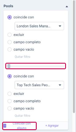 Dos instancias del filtro Pools combinadas con la lógica O
