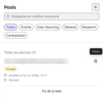 Panel Pools del perfil de un contacto con la lista de pools a los que pertenece