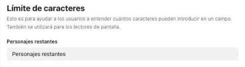 Personalización Límite de caracteres