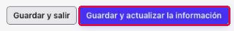 Botón Guardar y actualizar la información resaltado