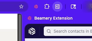 Icône de la Beamery Extension sans badge : aucun Sourcing Setting appliqué