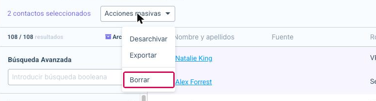 Paso de revisión de una Recipe que archiva a los contactos que retiran su consentimiento