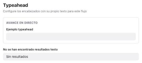 Sección Typeahead de Personalizaciones