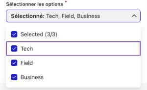 Liste déroulante des options d’un champ de préférence