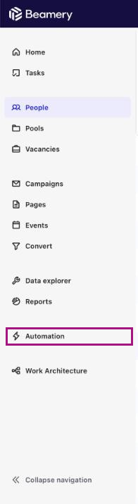 Left navigation with Automation highlighted