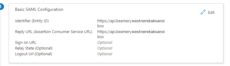 Basic SAML Configuration completada con las URL de Beamery para Identifier y Reply URL